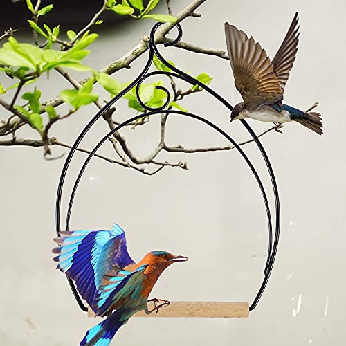 winemana Set of 3 Hummingbird Swings, Rust Resistant Metal Frame, Wooden Dowel, Attach to Bird Feeders, Perfect for Hanging Indoor Office Outdoor
