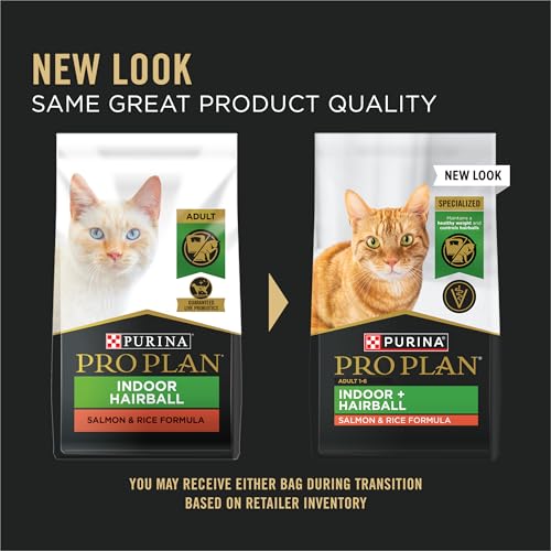 Purina Pro Plan Hairball Management, Indoor Cat Food, Salmon and Rice Formula - 7 lb. Bag