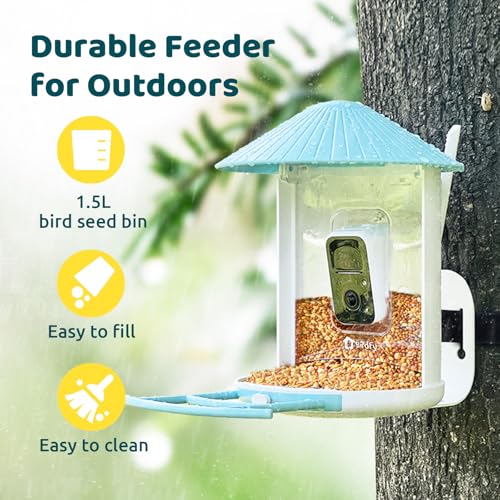 NETVUE by Birdfy Smart Bird Feeder with Camera – AI Identifies Birds Species 2MP Night Vision & App Alerts, 2.4Ghz Wi-Fi Connect IP65 Weatherproof