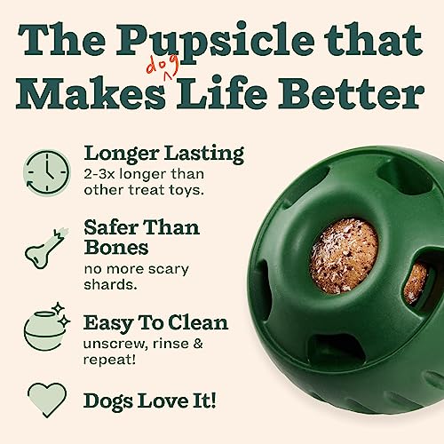 WOOF Pupsicle and Treat Tray - Long-Lasting Interactive Dog Ball Toy and Silicone Dog Treat Mold - Keep Your Pup Busy - Easy to Clean - Toys for