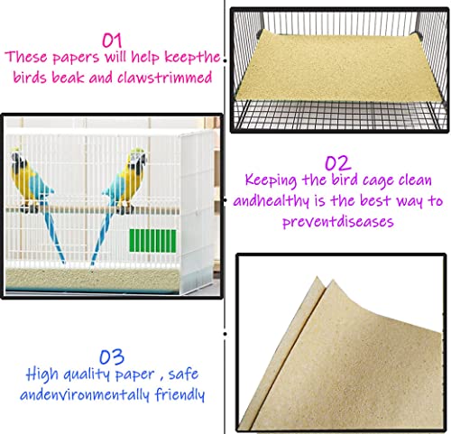 40PCS Gravel Liner Paper for Bird Cage,11x17 In Bird cage Liner Paper-Gravel Paper Special for Bird Cage in Sea Sand,Parrot Cage Sandpapers Cushion