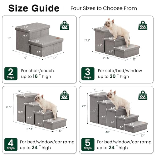 Love's cabin Dog Stairs for High Bed 18" H, Foldable Pet Stairs for Small Medium or Large Dogs Puppy with Storage for Bed or Couch, Cat Dog Steps