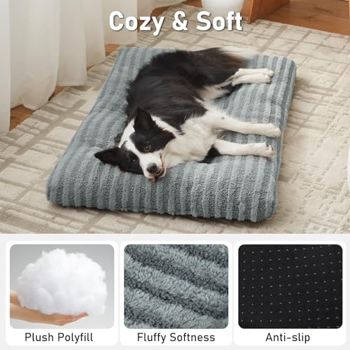 FURTIME Washable Dog Bed Large Sized Dogs, Deluxe Dog Crate Beds Comfy Fluffy Kennel Pad Anti-Slip Pet Sleeping Mat, Machine Washable Dogs Pillow