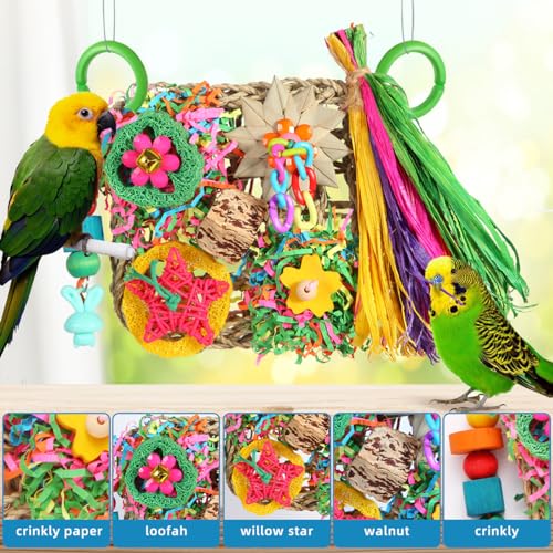 Bird Toys, Parakeet Toys Bird Foraging Toys Grass Mat Climbing Wall for Parakeet,Parrot,Cockatiel,Conure,Lovebird,Budgie Cage Small to Medium Birds