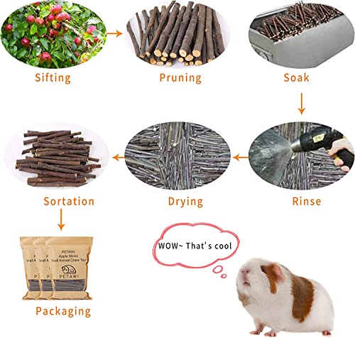 700g Apple Sticks Molar Wood Treats, Rabbit Toys Chinchilla Guinea Pig Bunny Toys Wood Chews Sticks for Teeth Rabbit Food Guinea Pig Hamster Gerbil