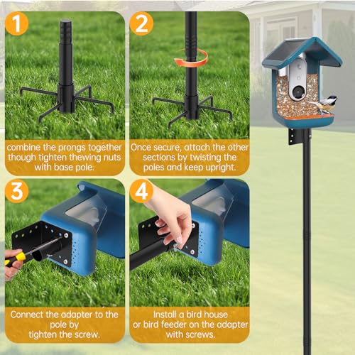 79 Inch Mounting Pole Compatible with Bird Buddy-5 Base Heavy Duty and Adjusatble Pole Mount Compatible with Bird Buddy