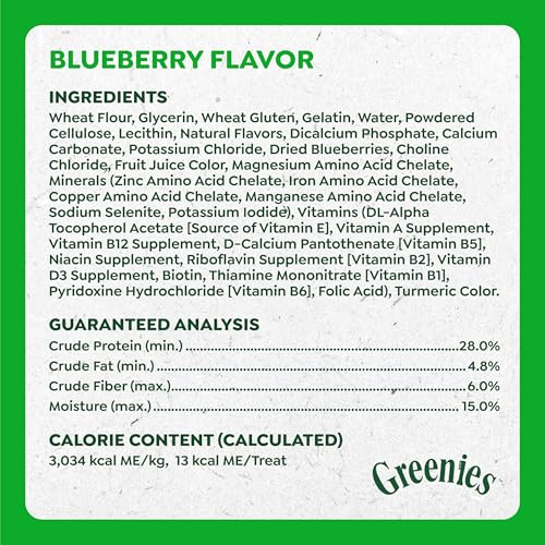 Greenies Anytime Bites Dog Treats, Blueberry Flavor, Dog Training Treats, 10.3 oz. Bag