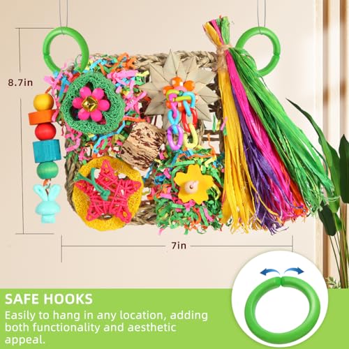Bird Toys, Parakeet Toys Bird Foraging Toys Grass Mat Climbing Wall for Parakeet,Parrot,Cockatiel,Conure,Lovebird,Budgie Cage Small to Medium Birds