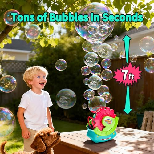 Bubble Machine for Toddlers Kids & Pets, with 8oz Safe Solution, Extra Large & Bubbles in Bubble Maker, Children & Pets Dog Toys Gift, Indoor/Outdoor