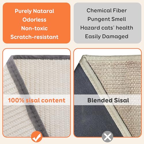 Extra-Larger Sisal Cat Scratcher Bed, Durable Cat Scratching Post with Hammock for Indoor Cats Lounger & Sleep & Scratch, Natural Sisal Cat Scratch