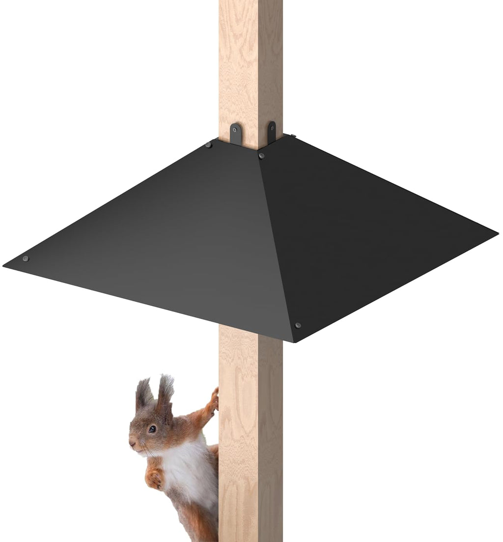 Queension Metal Squirrel Baffle for 4x4 Post, 17 Inch Squirrel Proof Baffles for Bird Feeder Poles, Outdoor Guard for Wooden Pole to Deter Raccoons