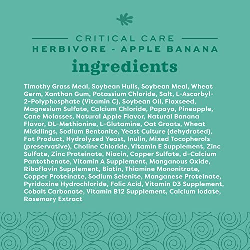 Oxbow Critical Care Herbivore, Emergency Guinea Pig Food, Rabbit Food for Recovery, Natural Apple Banana Flavor, Critical Care for Guinea Pig