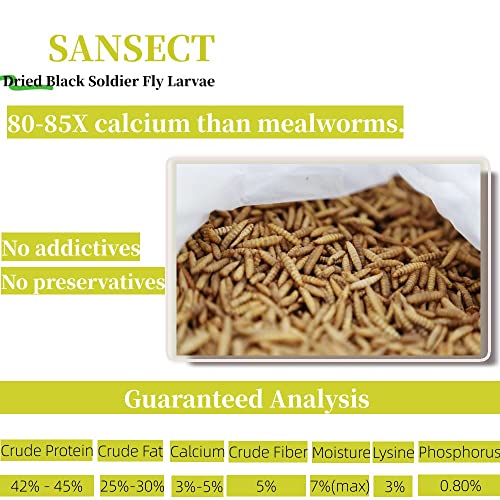 SANSECT Dried Black Soldier Fly Larvae 10LB, High Calcium Chicken Feed – 85X More Calcium, Non-GMO Treats for Chickens, Laying Hens, Ducks, Turkeys