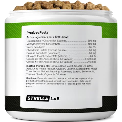 Glucosamine Treats for Dogs - Joint Supplement w/Omega-3 Fish Oil - Chondroitin, MSM - Advanced Mobility Chews - Joint Pain Relief - Hip & Joint Care