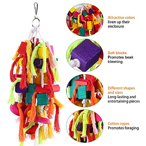 Rypet Large and Small Parrot Chewing Toys Parrot Cage Bite Toy Wooden Block Tearing Toys for Conures Cockatiels African Grey and Other  Parrots