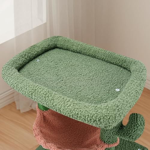 AIWIKIDE 37.4" Cactus Cat Tree Tower with Twin Cat Condos for Indoor Cats, All-in-One Activity Center with Cat Scratching Post Cozy Sleeping Perch