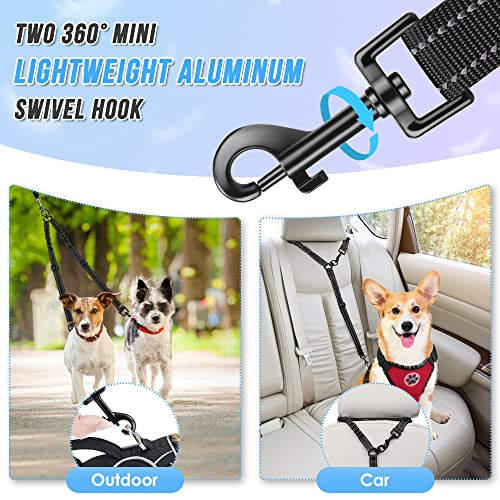 AUTOWT Double Dog Leash, No Tangle 360°Swivel Rotation Reflective Lead Attachment Adjustable Length Dual Two Dogs Lead Splitter, Comfortable Shock