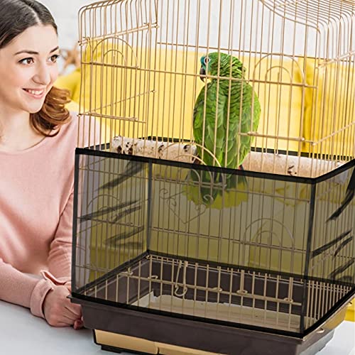 Daoeny Large Bird Cage Cover, Bird Cage Seed Catcher, Adjustable Soft Airy Nylon Mesh Net, Birdcage Cover Skirt Seed Guard for Parrot Parakeet Macaw