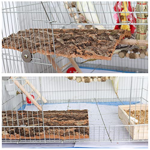 2 Pack 12 x 8 Inch 100% Natural Cork Perch, Bird Cork Seat Boards, Birdcage Bark Decor Accessories for Birds Parakeets Budgie Parrot Cockatiel
