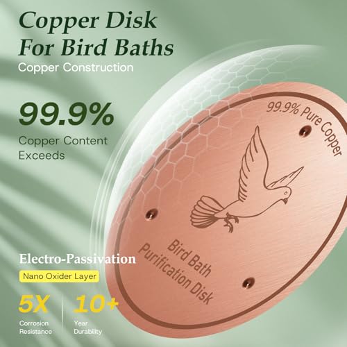Bird Bath Copper Disk, 0.6mm Reinforced 99.99% Pure Copper Cleaning Disk with Triple-Point Support for Physical Safe Clean Water All-Season