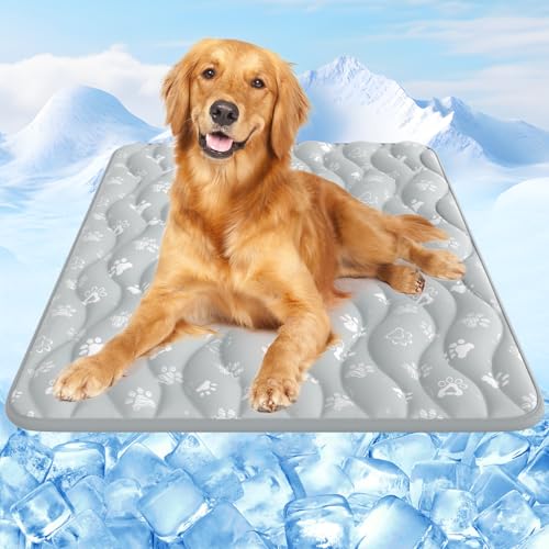 Rywell Super-Absorbent Cooling Mat for Dogs 44"x32" Arc-Chill 3.0 & Color-Changing Dog Cooling Mat, Stay Cool & Dry, Washable, Non-Slip Pet Bed Mat