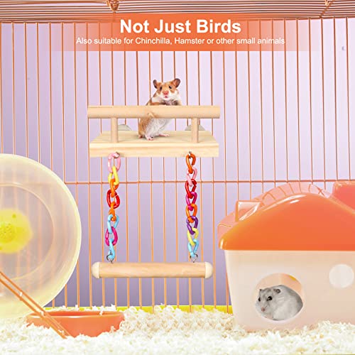 Bird Perches Cage Toys Parrot Wooden Platform Play Gyms Exercise Stands with Acrylic Wood Swing Ferris Wheel Chewing for Animals Green Cheeks, Baby