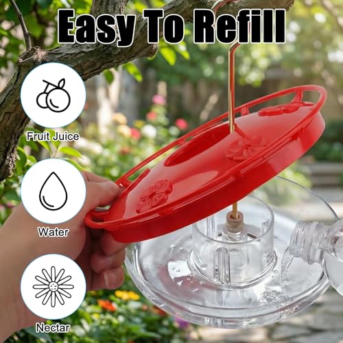 FEED GARDEN Hummingbird Feeders for Outdoors, 2 Pack 16oz Leak-Proof Dish-Style Nectar Feeder Built-in Ant Moat, 5 Feeding Ports, Wide Mouth Easy