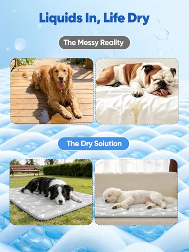 Rywell Super-Absorbent Cooling Mat for Dogs 44"x32" Arc-Chill 3.0 & Color-Changing Dog Cooling Mat, Stay Cool & Dry, Washable, Non-Slip Pet Bed Mat