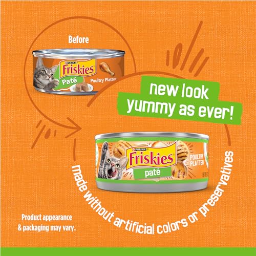 Purina Friskies Wet Cat Food Pate, Poultry Platter - (Pack of 24) 5.5 oz. Cans
