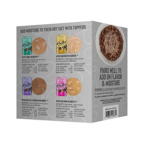 Tiki Cat Born Carnivore Broths Wet Cat Food Toppers, Variety Pack, 1.3 oz. Pouch (12 Count)