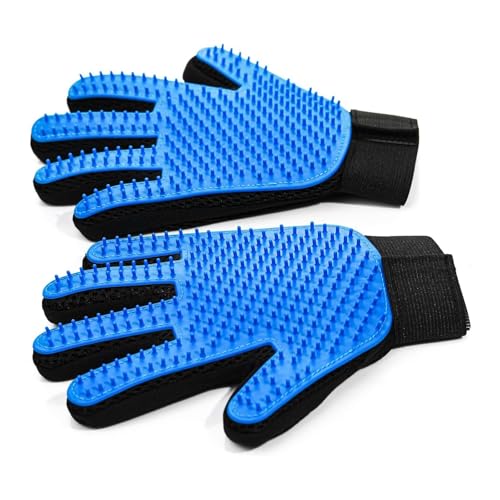 NVNAN Pet Hair Removal Glove for Dogs & Cats, 2-in-1 Deshedding Brush & Massage Mitt - Grooming Gloves for Shedding Control, Bathing and Washing