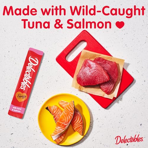 Delectables Squeeze Up Creamy Squeezable Puree, Lickable Wet Cat Treats, Grain Free, No Added Fillers, No By-Products, No Added Preservatives, 0.5