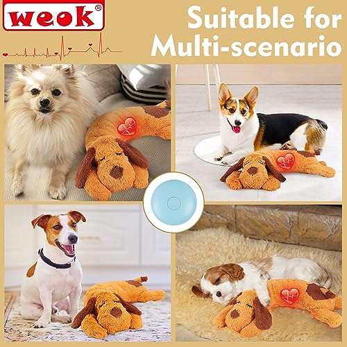 WEOK Heartbeat Puppy Toy, Comfort Cuddler Pillow, Dog Anxiety Relief Calming Aid,Heartbeat Stuffed Toy for Dogs,Puppy Heartbeat Toy Sleep Aid,Dog