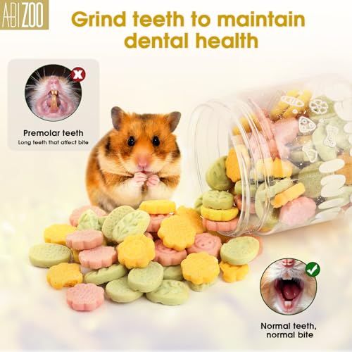 Abizoo 3 Vegetable Chews Treats: Grain Free Natural Snacks with Beet, Carrot, Spinach for Hamsters, Rabbits, Guinea Pigs & Gerbils Crunchy for