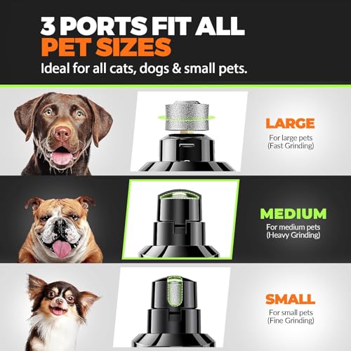 Whisper Quiet Dog Nail Grinder with 4 LED Lights, Safe & Stress-Free for Sensitive Dogs Cats of All Breeds & Sizes, 3 Grinding Bits, 3-Speed, Pet
