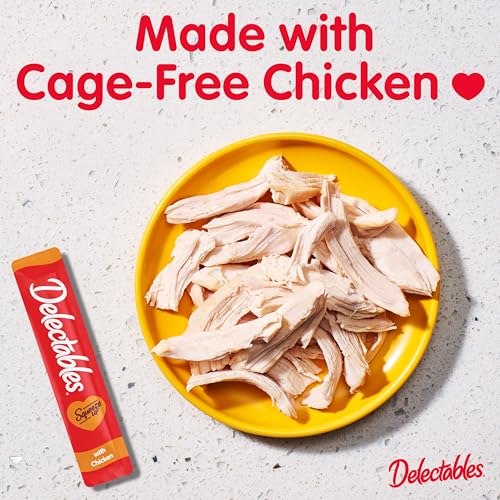 Delectables Squeeze Up Creamy Squeezable Puree, Lickable Wet Cat Treats, Grain Free, No Added Fillers, No By-Products, No Added Preservatives, 0.5