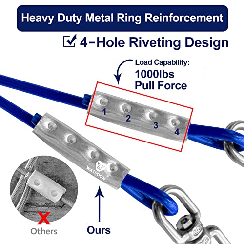 75Ft Dog Tie Out Cable, Dog Leads for Small to Large Pets Up to 300 Pounds, 5mm Heavy Duty 1000lbs Break Strength Galvanized Braided Steel Pet