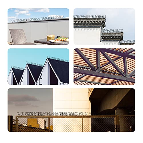 OFFO Black Pre-Assembled Bird Spikes, 304 Stainless Steel Pigeon Spikes for Outside, Cover 10.8 Feet, Easy Installation for Balcony, Roof, Window