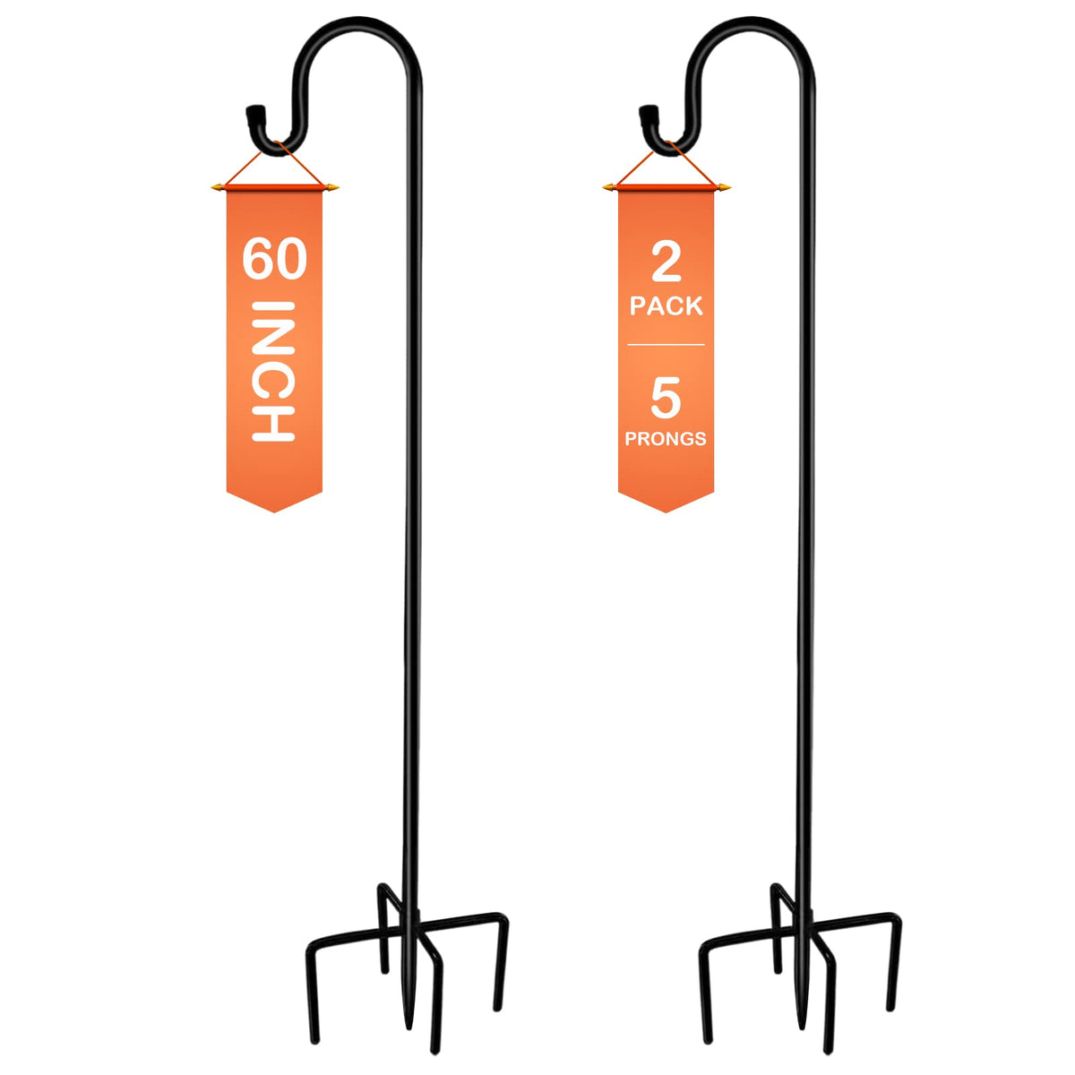 Ottsuls Shepherd-Hooks 60" Adjustable for Bird-Feeder Lantern Plant-Hook Garden-Stake - Plant Stand Hanger for Outdoor Flower Basket, Bird Feeder