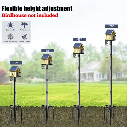 Gtongoko Smart Bird Feeder Pole 1-Inch Dia 79 Inch Bluebird House Pole for Outdoors Weather Station Heavy Duty Metal Mounting Kit Adjustable Bird