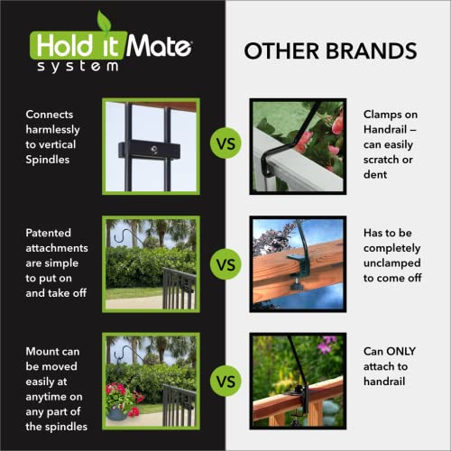 Hold It Mate Long Hook Kits Ideal for Bird Feeders, Lighter Flower Baskets, Chimes, etc. for Vertical Spindled Deck Railings Only (34" Upright) Heavy