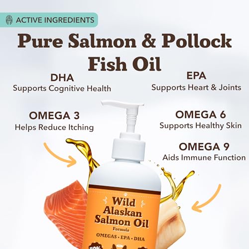 Natural Dog Company Wild Alaskan Salmon Oil Formula with Omega 3, Fish Oil for Dogs Supplement, Skin & Coat Dog Oil, Itchy Relief, Immune Support for