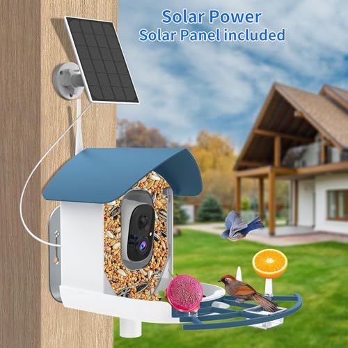 Bird Feeder with Camera,AI Identify Birds Species,Smart Bird Camera with Solar Powered,Auto Record FHD Birds Video in Backyard,Instant