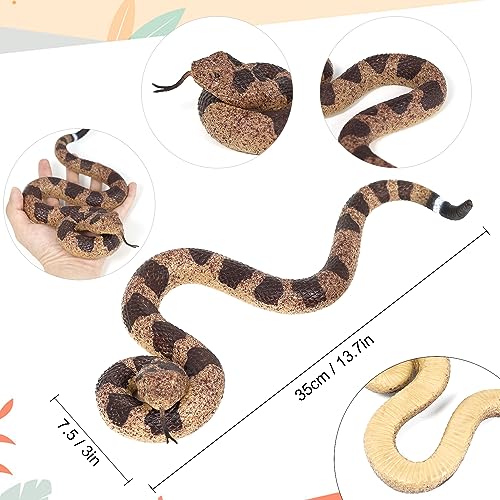 2Pcs Realistic Fake Snakes Toy Lifelike Rubber Rattlesnake Snake -to Keep Birds Away- Garden Plastic Scare Birds for Prank Stuff or Halloween
