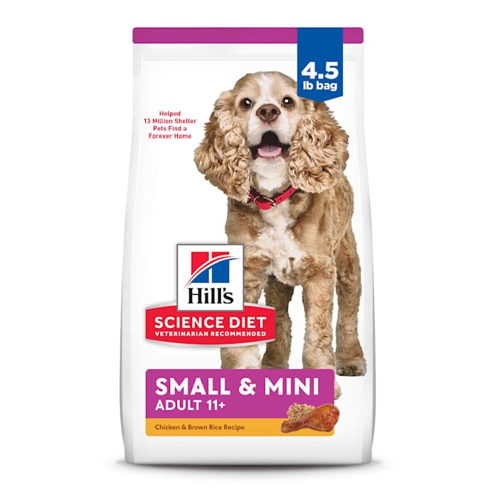 Hill's Science Diet Senior 11+ Small & Mini Dry Dog Food, Chicken, Brown Rice, & Barley, 4.5 lb. Bag