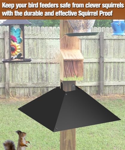 Queension Metal Squirrel Baffle for 4x4 Post, 17 Inch Squirrel Proof Baffles for Bird Feeder Poles, Outdoor Guard for Wooden Pole to Deter Raccoons