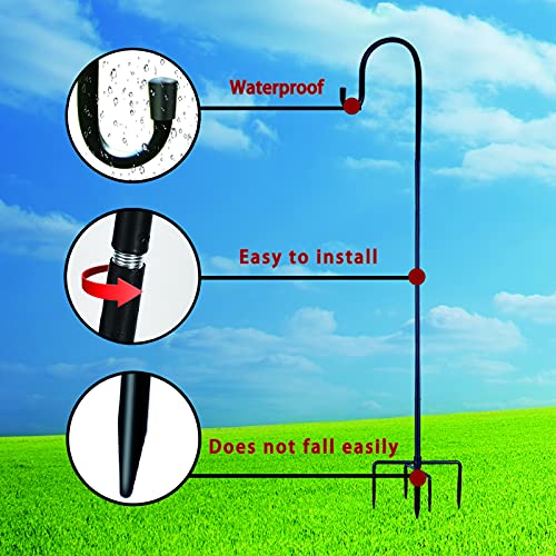 Ottsuls Bird Feeder Pole, 45 INCH Heavy Duty Shepherds Hooks for Outdoor with 5 Prong Base, Adjustable Stand Hanger for Garden Plant, Hummingbird