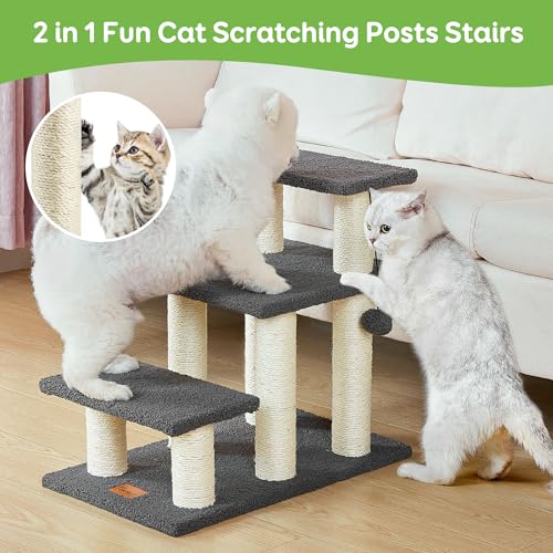 Pawque Dog Stairs & Cat Scratching Post Pet Steps for High Beds Couch, High-Strength Boards Holds up to 150 lbs for Indoor Small Cats Kittens Dogs