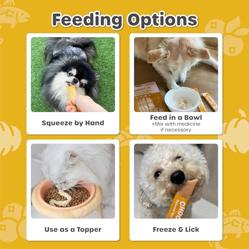 Choolip Squeeze Vita Stick Lickable Cat and Dog Treats, 7-Count Kidney Support, Tuna and Pollack with Pumpkin, Blueberry and Omega-3, Grain-Free