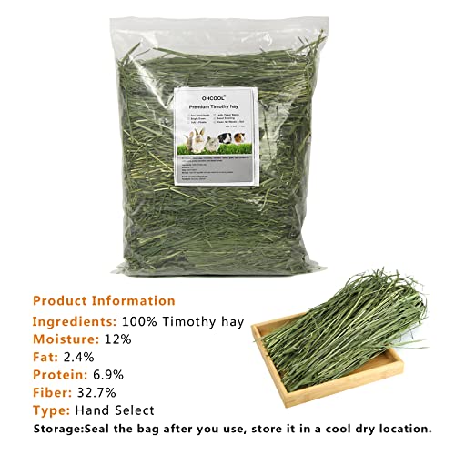 Timothy Hay 2.2LBS - Premium Hay for Rabbits Tortoise Guinea Pig Chinchilla - Dust Free Natural Fresh Hay (1.1 lbs, 2 Pack)